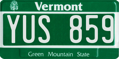 VT license plate YUS859