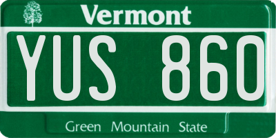 VT license plate YUS860
