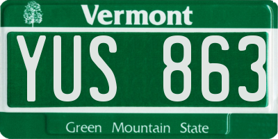 VT license plate YUS863