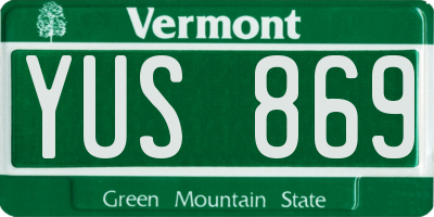 VT license plate YUS869