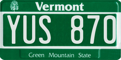 VT license plate YUS870