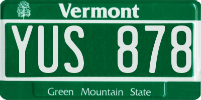 VT license plate YUS878