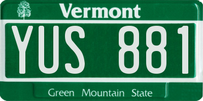 VT license plate YUS881