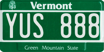 VT license plate YUS888