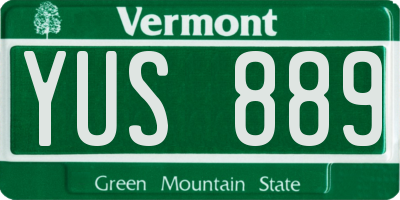 VT license plate YUS889