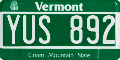 VT license plate YUS892