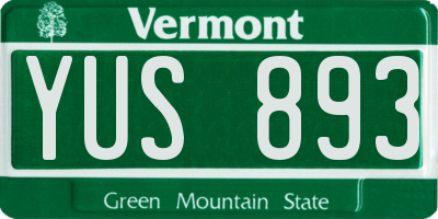 VT license plate YUS893