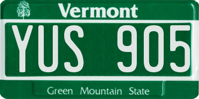 VT license plate YUS905