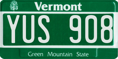 VT license plate YUS908