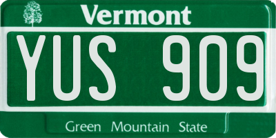 VT license plate YUS909
