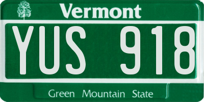 VT license plate YUS918