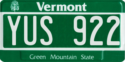 VT license plate YUS922