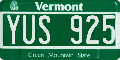 VT license plate YUS925