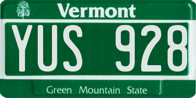 VT license plate YUS928