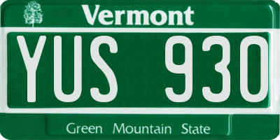 VT license plate YUS930