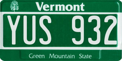 VT license plate YUS932