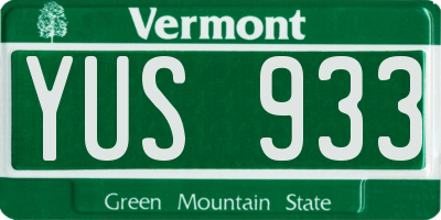 VT license plate YUS933
