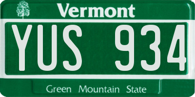 VT license plate YUS934