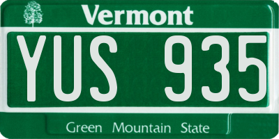 VT license plate YUS935