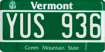 VT license plate YUS936