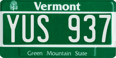VT license plate YUS937