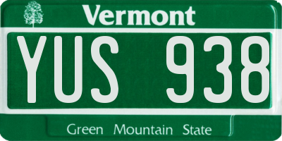VT license plate YUS938