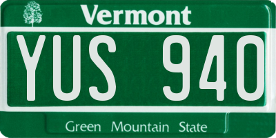 VT license plate YUS940