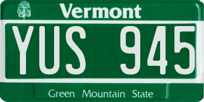 VT license plate YUS945