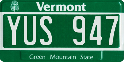 VT license plate YUS947