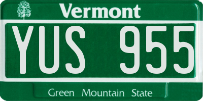 VT license plate YUS955