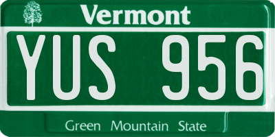 VT license plate YUS956