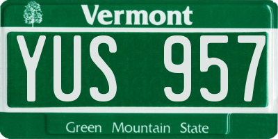 VT license plate YUS957