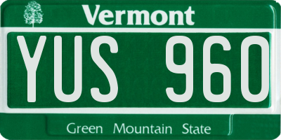 VT license plate YUS960