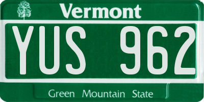 VT license plate YUS962