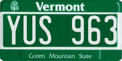 VT license plate YUS963