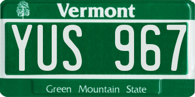 VT license plate YUS967