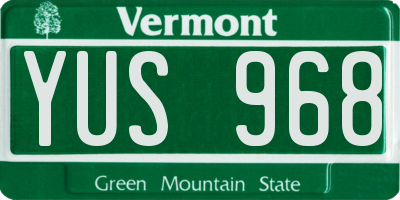VT license plate YUS968
