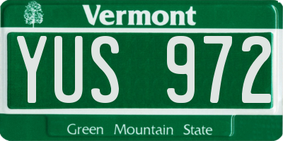 VT license plate YUS972