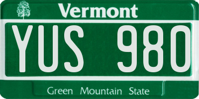 VT license plate YUS980