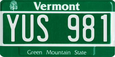 VT license plate YUS981