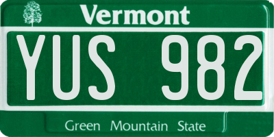 VT license plate YUS982