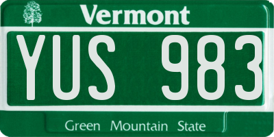 VT license plate YUS983
