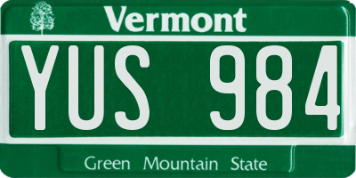 VT license plate YUS984