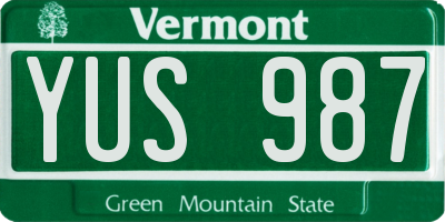 VT license plate YUS987