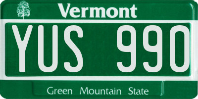 VT license plate YUS990