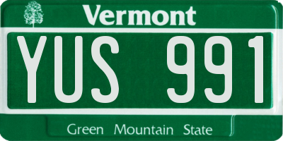 VT license plate YUS991
