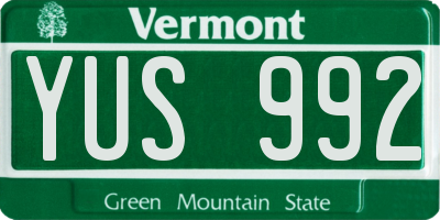 VT license plate YUS992