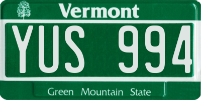 VT license plate YUS994