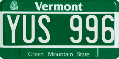 VT license plate YUS996