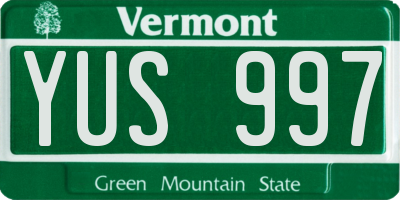 VT license plate YUS997